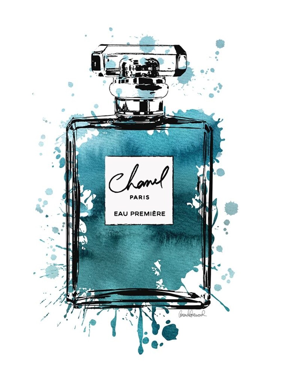 Black Inky Perfume in Teal Poster Print by Amanda Greenwood # AGD115544